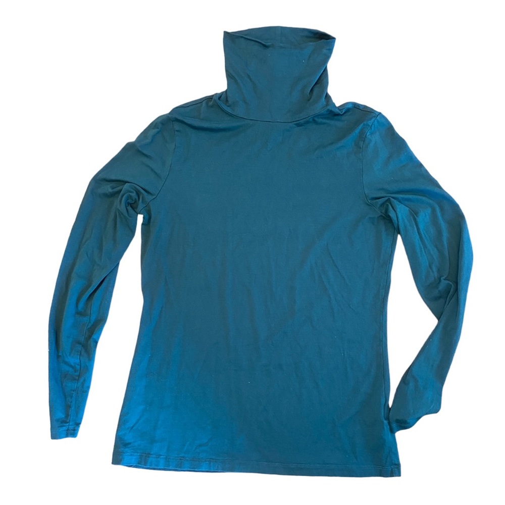 Land’s End Turtle Neck long sleeve teal women’s med TALL 8-10 fitted